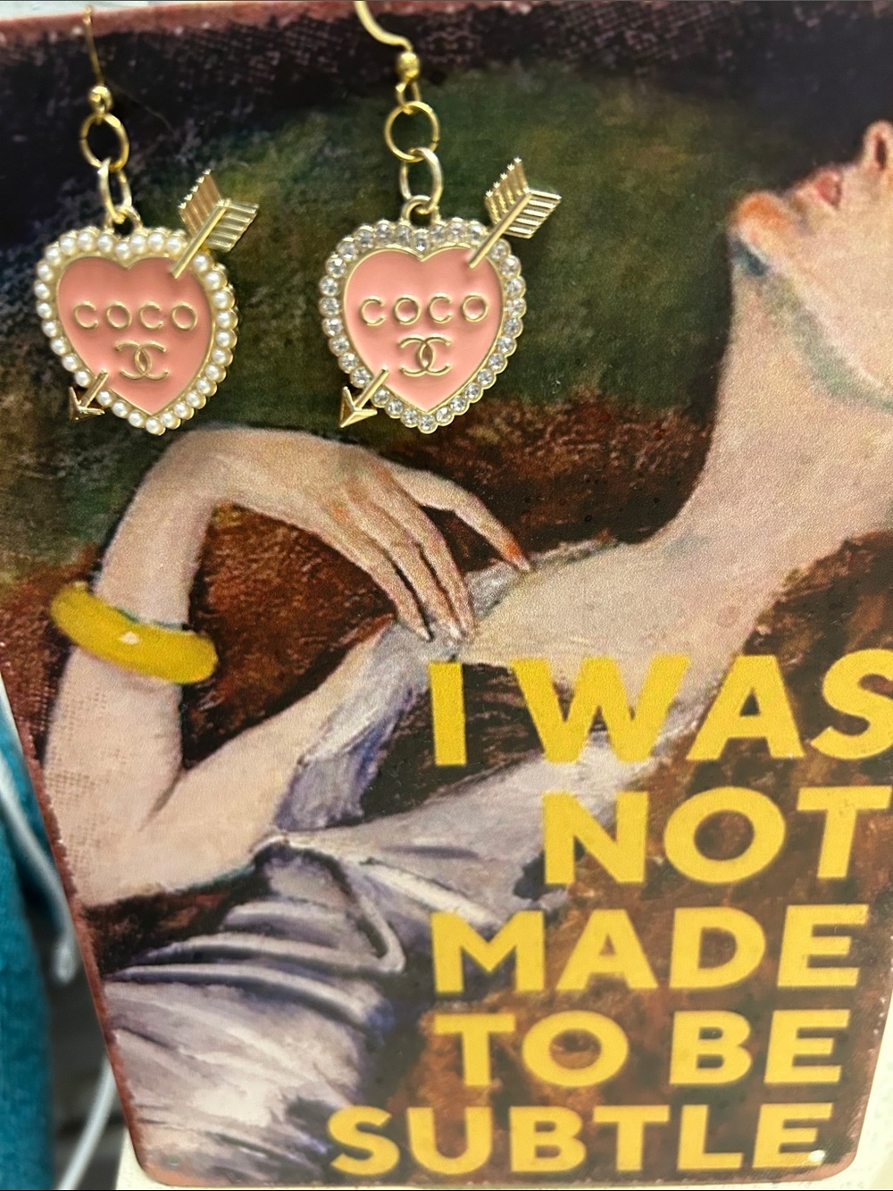 Carrie Fairy Designs Repurposed Pink Charm Earrings Designer Inspired